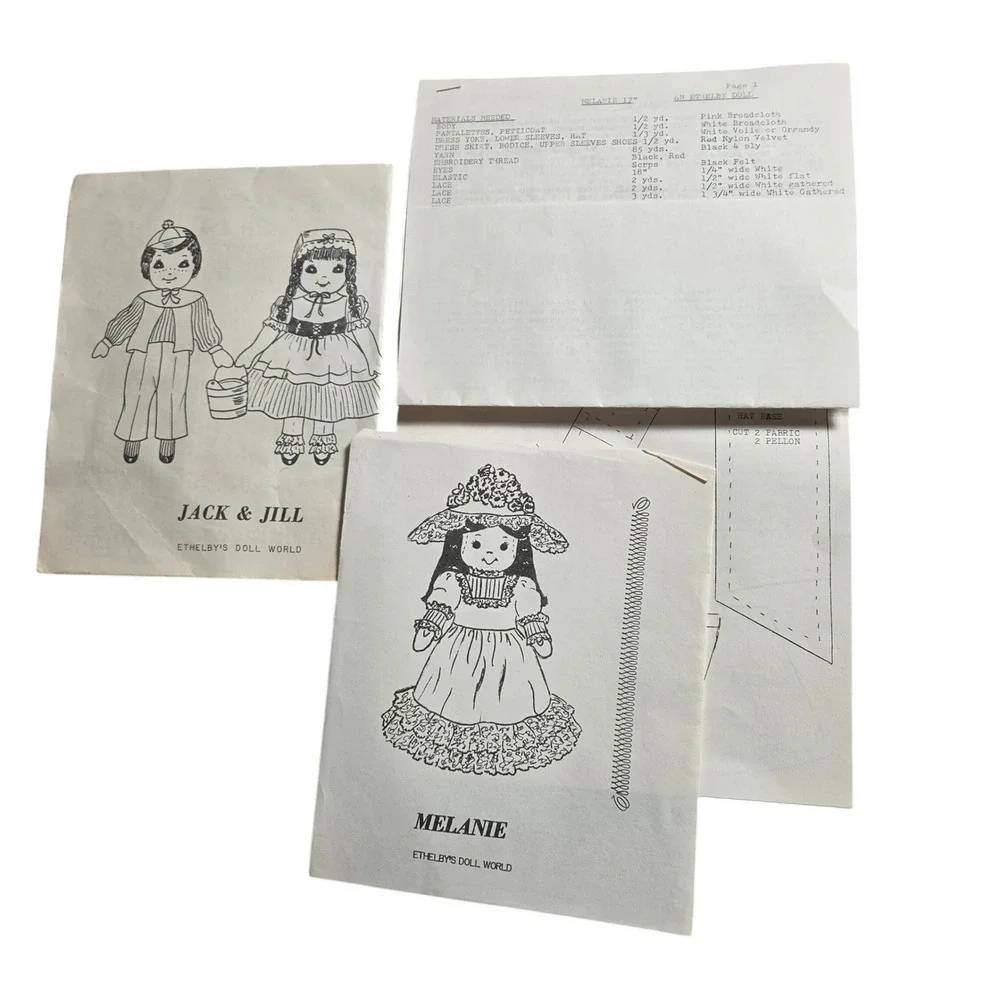 Vintage Lot Ethelby's Doll World Sewing Patterns Jack & Jill 18